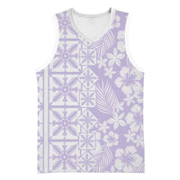 Pastel Purple Kahili Quilt Hawaii Basketball Jersey Tropical Flower Seamless Half Style