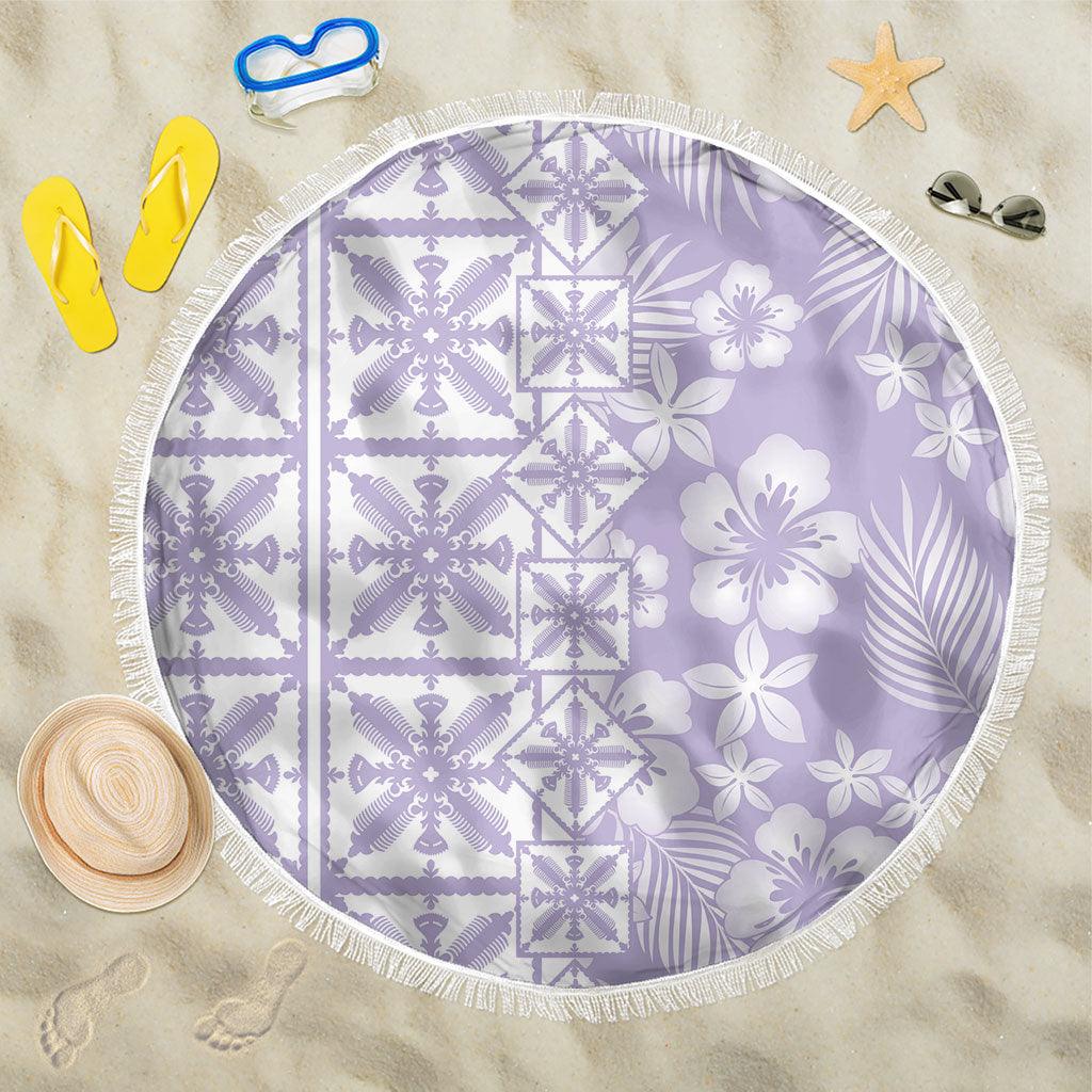 Pastel Purple Kahili Quilt Hawaii Beach Blanket Tropical Flower Seamless Half Style