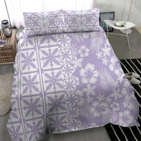 Pastel Purple Kahili Quilt Hawaii Bedding Set Tropical Flower Seamless Half Style