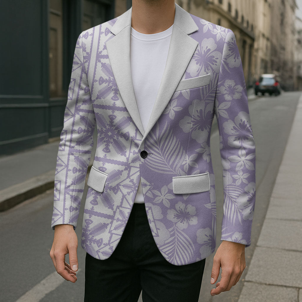 Pastel Purple Kahili Quilt Hawaii Blazer Tropical Flower Seamless Half Style