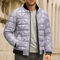 Pastel Purple Kahili Quilt Hawaii Bomber Puffer Jacket Tropical Flower Seamless Half Style