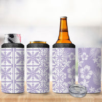 Pastel Purple Kahili Quilt Hawaii 4 in 1 Can Cooler Tumbler Tropical Flower Seamless Half Style