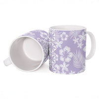 Pastel Purple Kahili Quilt Hawaii Ceramic Mug Tropical Flower Seamless Half Style