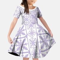 Pastel Purple Kahili Quilt Hawaii Family Matching Summer Maxi Dress and Hawaiian Shirt Tropical Flower Seamless Half Style