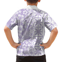 Pastel Purple Kahili Quilt Hawaii Family Matching Tank Maxi Dress and Hawaiian Shirt Tropical Flower Seamless Half Style