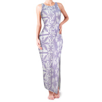 Pastel Purple Kahili Quilt Hawaii Family Matching Tank Maxi Dress and Hawaiian Shirt Tropical Flower Seamless Half Style