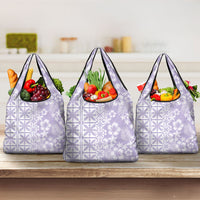 Pastel Purple Kahili Quilt Hawaii Grocery Bag Tropical Flower Seamless Half Style