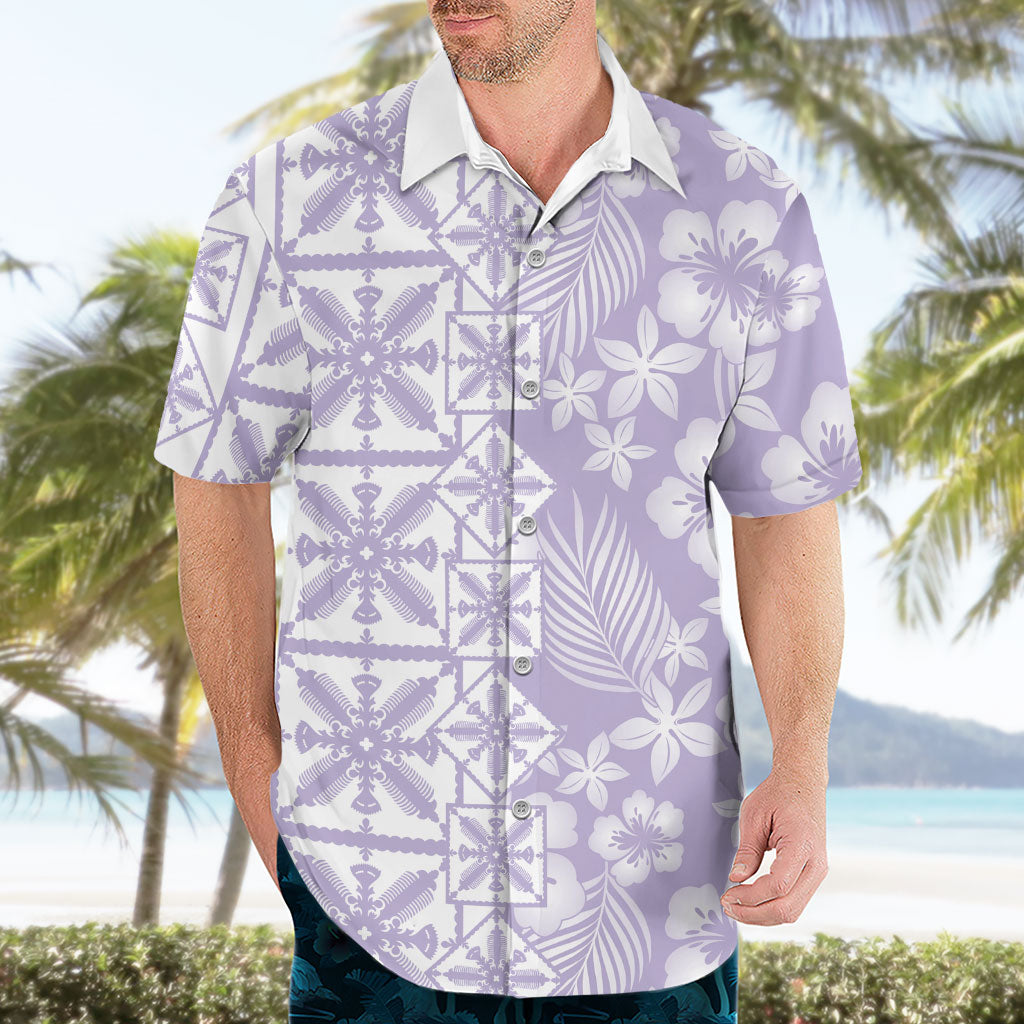 Pastel Purple Kahili Quilt Hawaii Hawaiian Shirt Tropical Flower Seamless Half Style
