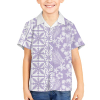 Pastel Purple Kahili Quilt Hawaii Hawaiian Shirt Tropical Flower Seamless Half Style