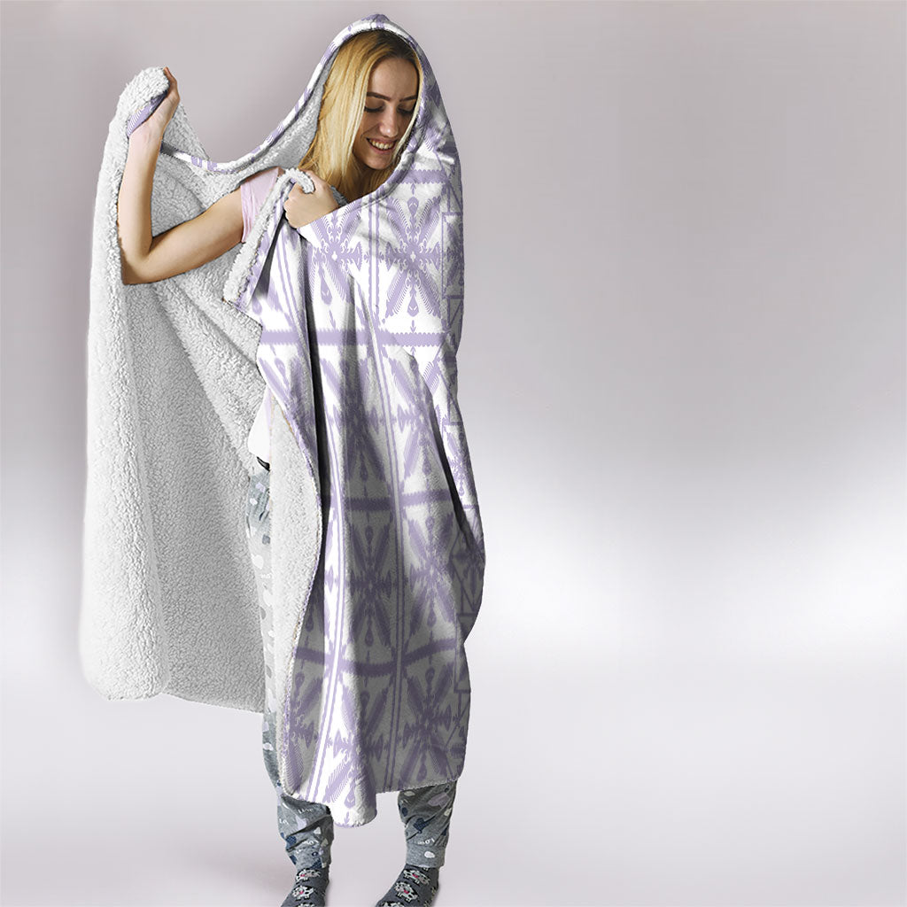Pastel Purple Kahili Quilt Hawaii Hooded Blanket Tropical Flower Seamless Half Style
