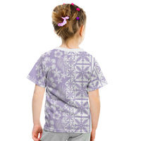 Pastel Purple Kahili Quilt Hawaii Kid T Shirt Tropical Flower Seamless Half Style