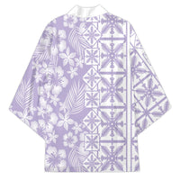 Pastel Purple Kahili Quilt Hawaii Kimono Tropical Flower Seamless Half Style