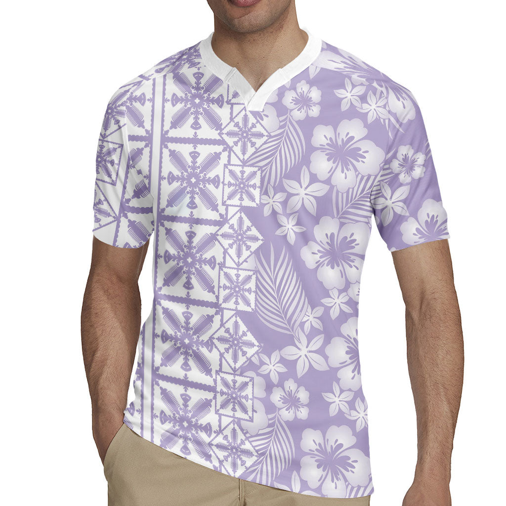 Pastel Purple Kahili Quilt Hawaii Rugby Jersey Tropical Flower Seamless Half Style
