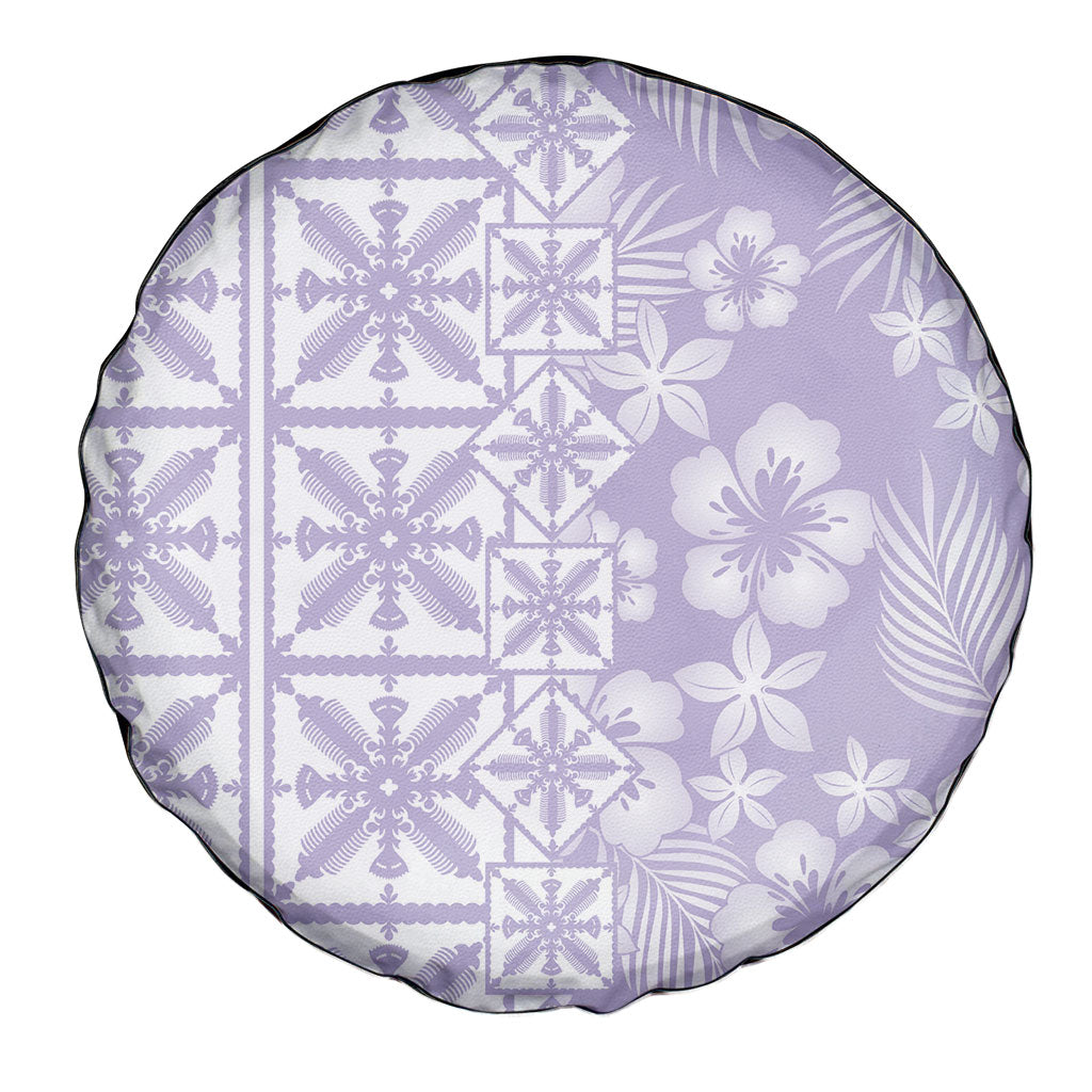 Pastel Purple Kahili Quilt Hawaii Spare Tire Cover Tropical Flower Seamless Half Style