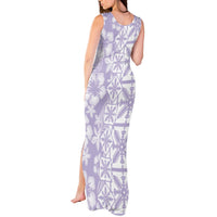 Pastel Purple Kahili Quilt Hawaii Tank Maxi Dress Tropical Flower Seamless Half Style