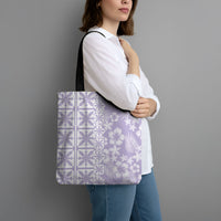 Pastel Purple Kahili Quilt Hawaii Tote Bag Tropical Flower Seamless Half Style
