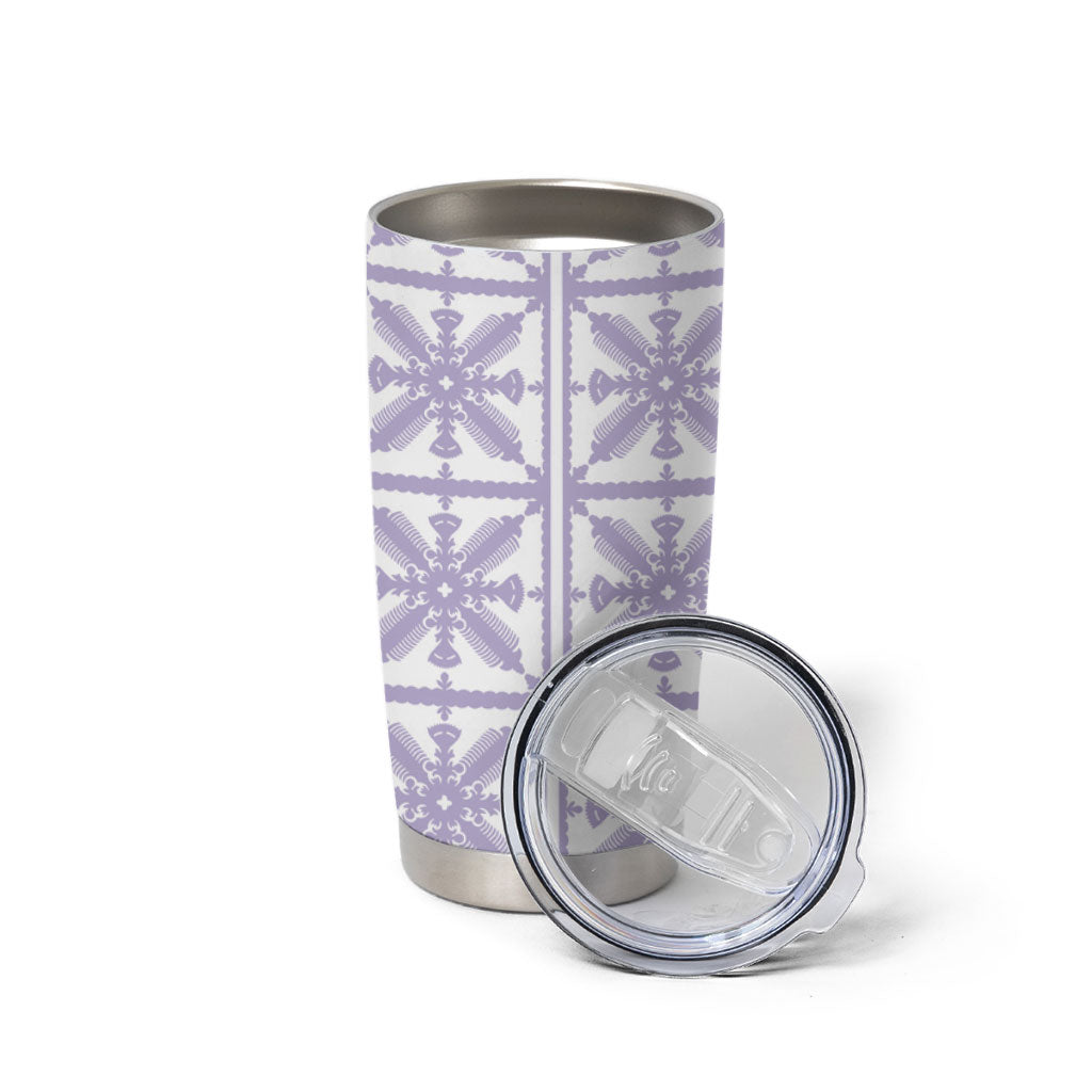Pastel Purple Kahili Quilt Hawaii Tumbler Cup Tropical Flower Seamless Half Style