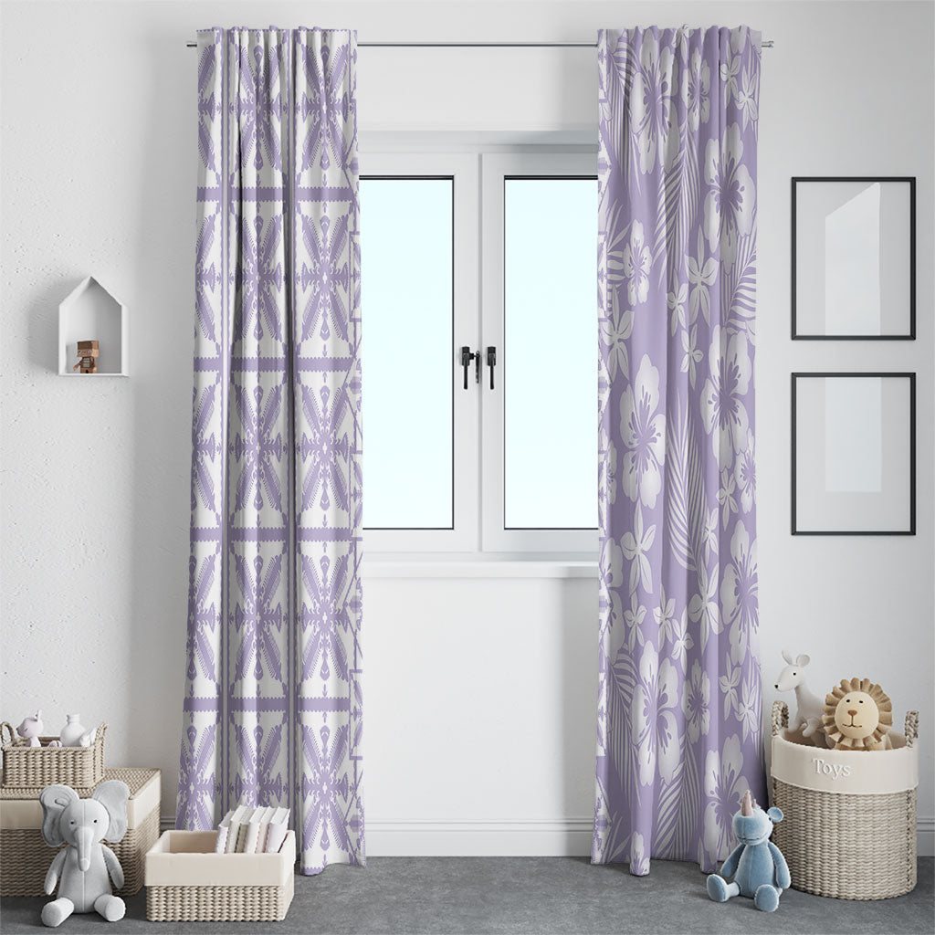 Pastel Purple Kahili Quilt Hawaii Window Curtain Tropical Flower Seamless Half Style