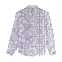 Pastel Purple Kahili Quilt Hawaii Women Casual Shirt Tropical Flower Seamless Half Style