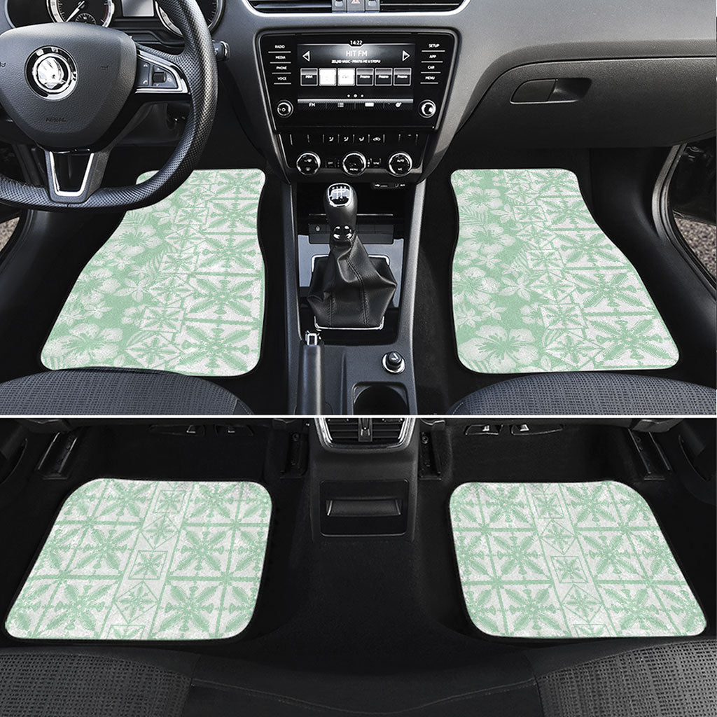 Pastel Green Kahili Quilt Hawaii Car Mats Tropical Flower Seamless Half Style