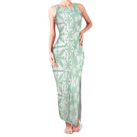 Pastel Green Kahili Quilt Hawaii Family Matching Tank Maxi Dress and Hawaiian Shirt Tropical Flower Seamless Half Style