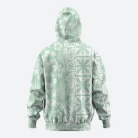 Pastel Green Kahili Quilt Hawaii Hoodie Tropical Flower Seamless Half Style