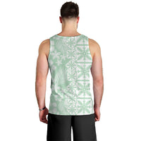 Pastel Green Kahili Quilt Hawaii Men Tank Top Tropical Flower Seamless Half Style