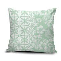 Pastel Green Kahili Quilt Hawaii Pillow Cover Tropical Flower Seamless Half Style