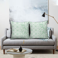 Pastel Green Kahili Quilt Hawaii Pillow Cover Tropical Flower Seamless Half Style