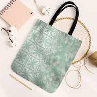 Pastel Green Kahili Quilt Hawaii Tote Bag Tropical Flower Seamless Half Style