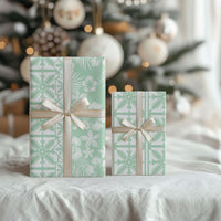Pastel Green Kahili Quilt Hawaii Wrapping Paper Tropical Flower Seamless Half Style
