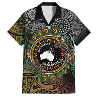 Personalised Australia And Vanuatu Family Matching Long Sleeve Bodycon Dress and Hawaiian Shirt Aboriginal Lizard Polynesia Ni-Van Pig Tusk LT14 Dad's Shirt - Short Sleeve Black - Polynesian Pride