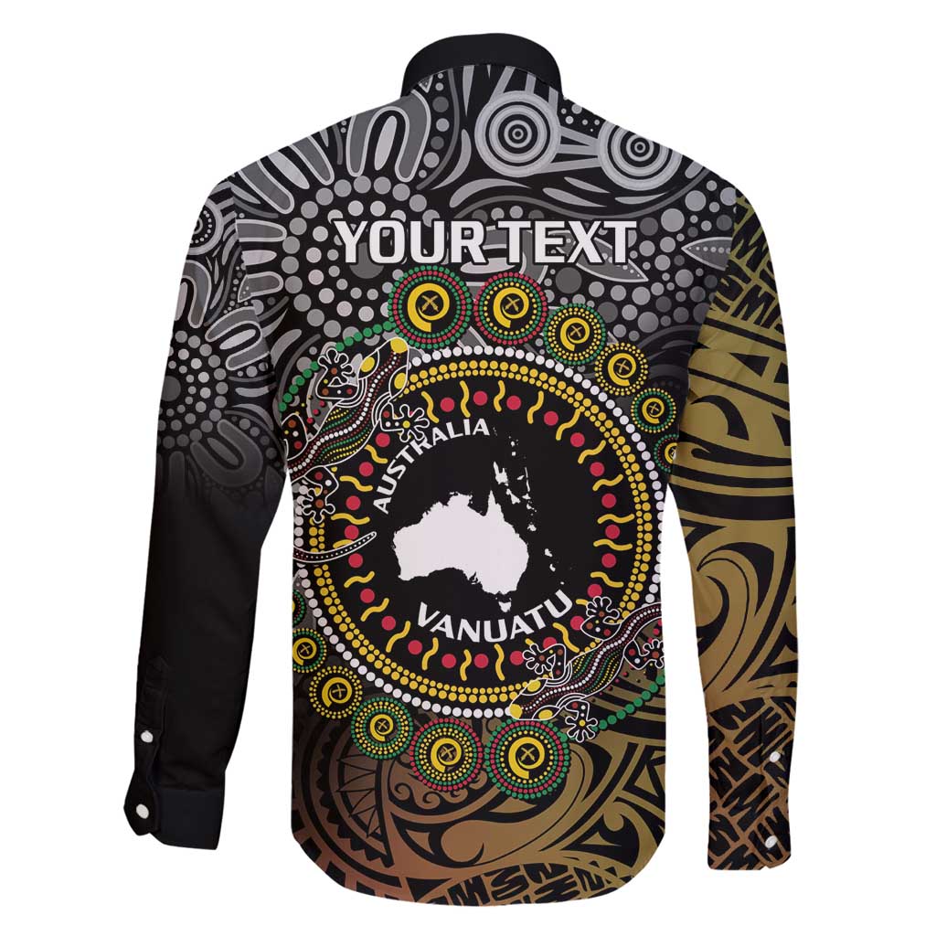 Personalised Australia And Vanuatu Family Matching Long Sleeve Bodycon Dress and Hawaiian Shirt Aboriginal Lizard Polynesia Ni-Van Pig Tusk LT14 - Polynesian Pride