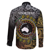 Personalised Australia And Vanuatu Family Matching Long Sleeve Bodycon Dress and Hawaiian Shirt Aboriginal Lizard Polynesia Ni-Van Pig Tusk LT14 - Polynesian Pride