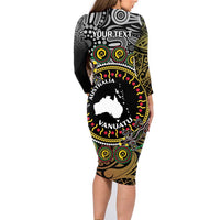 Personalised Australia And Vanuatu Family Matching Long Sleeve Bodycon Dress and Hawaiian Shirt Aboriginal Lizard Polynesia Ni-Van Pig Tusk LT14 - Polynesian Pride