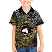 Personalised Australia And Vanuatu Family Matching Long Sleeve Bodycon Dress and Hawaiian Shirt Aboriginal Lizard Polynesia Ni-Van Pig Tusk LT14 Son's Shirt Black - Polynesian Pride