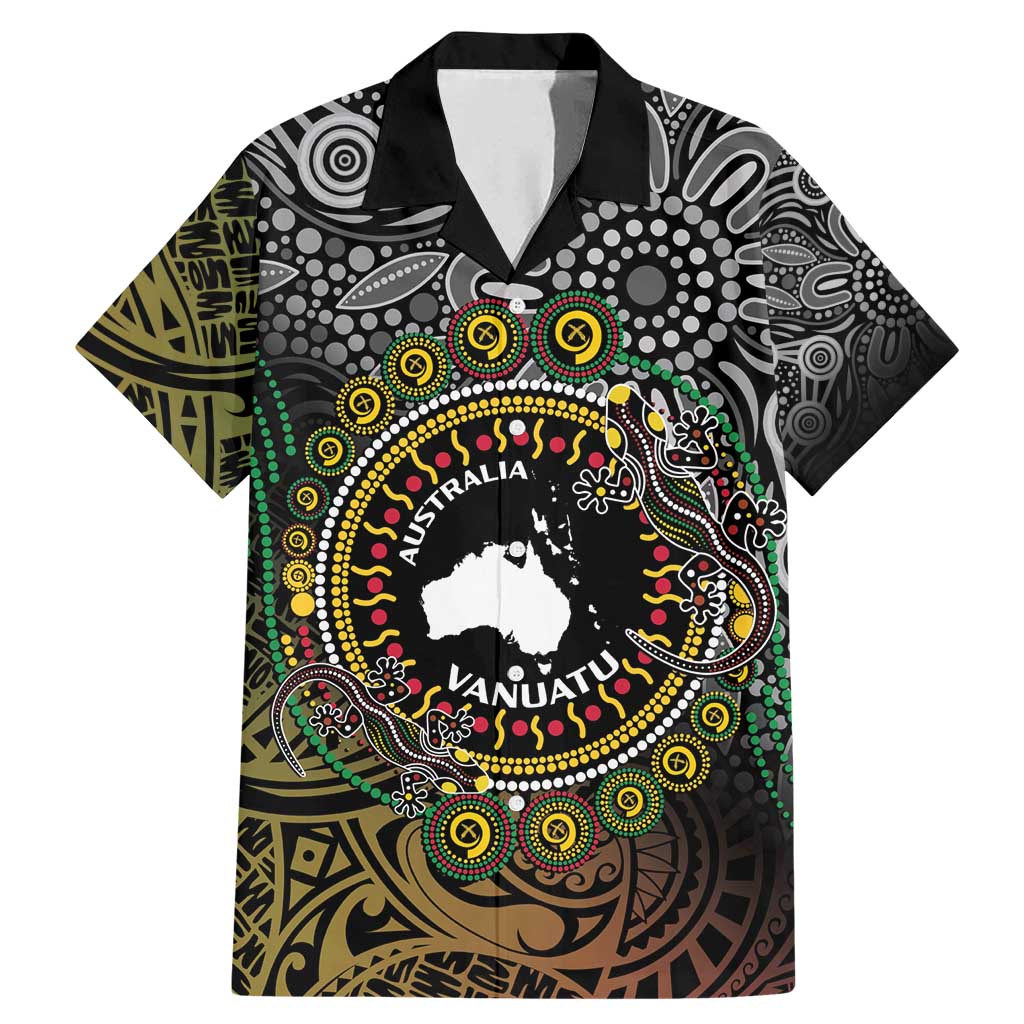 Personalised Australia And Vanuatu Family Matching Mermaid Dress and Hawaiian Shirt Aboriginal Lizard Polynesia Ni-Van Pig Tusk