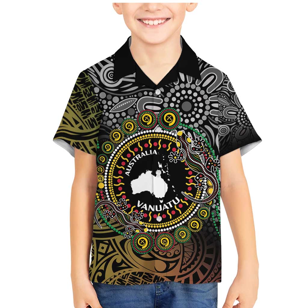 Personalised Australia And Vanuatu Family Matching Mermaid Dress and Hawaiian Shirt Aboriginal Lizard Polynesia Ni-Van Pig Tusk