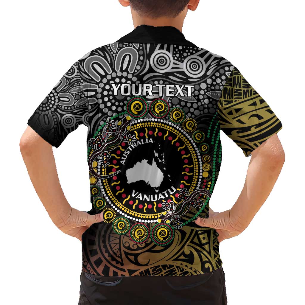 Personalised Australia And Vanuatu Kid Hawaiian Shirt Aboriginal Lizard Polynesia Ni-Van Pig Tusk LT14 - Polynesian Pride