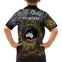 Personalised Australia And Vanuatu Kid Hawaiian Shirt Aboriginal Lizard Polynesia Ni-Van Pig Tusk LT14 - Polynesian Pride