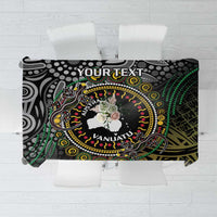 Personalised Australia And Vanuatu Tablecloth Aboriginal Lizard Polynesia Ni-Van Pig Tusk