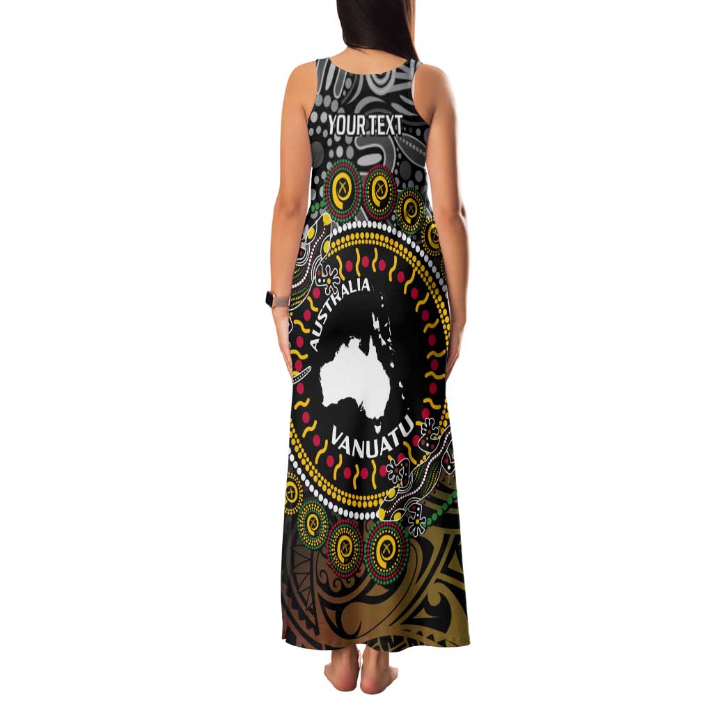 Personalised Australia And Vanuatu Tank Maxi Dress Aboriginal Lizard Polynesia Ni-Van Pig Tusk LT14 - Polynesian Pride