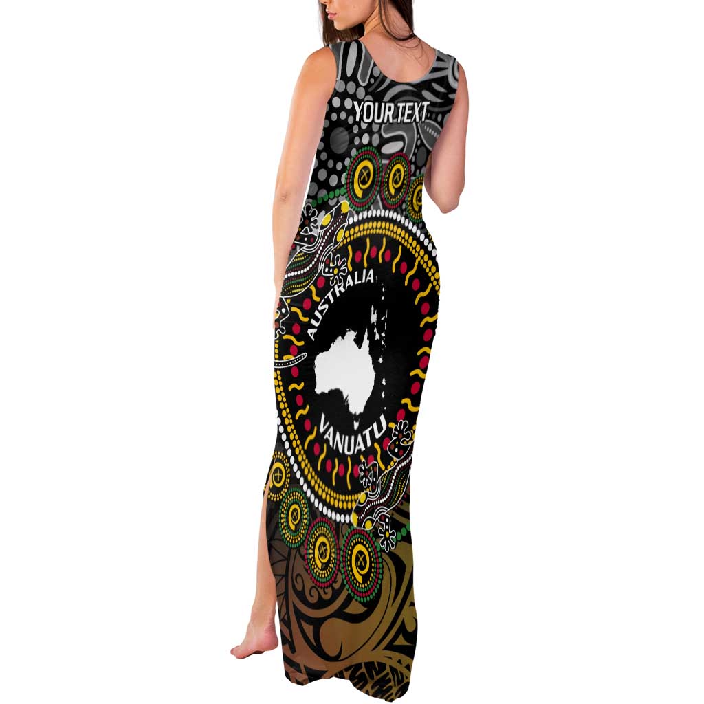 Personalised Australia And Vanuatu Tank Maxi Dress Aboriginal Lizard Polynesia Ni-Van Pig Tusk LT14 - Polynesian Pride