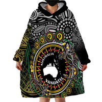 Personalised Australia And Vanuatu Wearable Blanket Hoodie Aboriginal Lizard Polynesia Ni-Van Pig Tusk