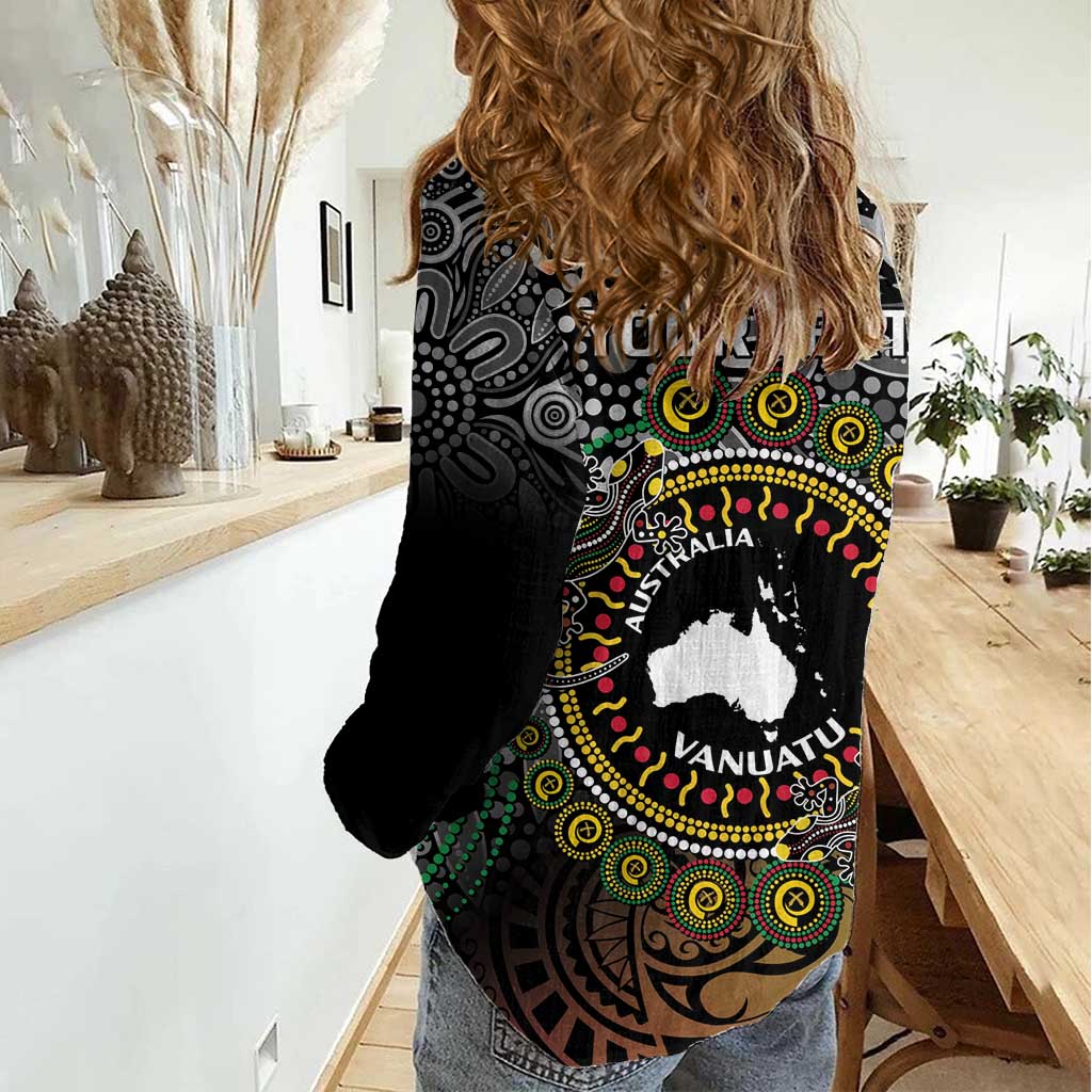 Personalised Australia And Vanuatu Women Casual Shirt Aboriginal Lizard Polynesia Ni-Van Pig Tusk