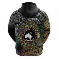 Personalised Australia And Vanuatu Zip Hoodie Aboriginal Lizard Polynesia Ni-Van Pig Tusk