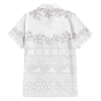 Tokelau White Sunday Family Matching Long Sleeve Bodycon Dress and Hawaiian Shirt Polynesian Pattern Gardenia Thunbergia