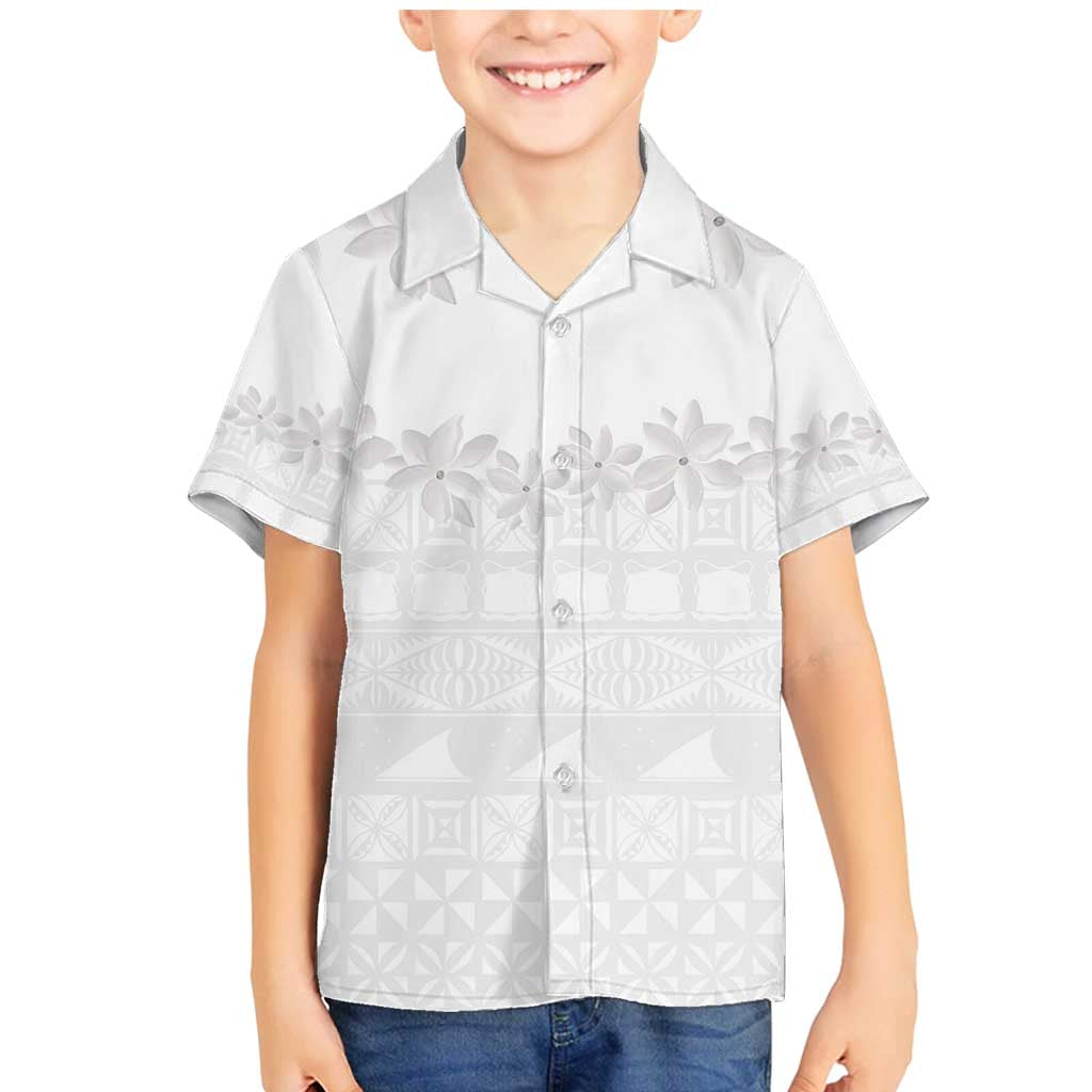 Tokelau White Sunday Family Matching Mermaid Dress and Hawaiian Shirt Polynesian Pattern Gardenia Thunbergia
