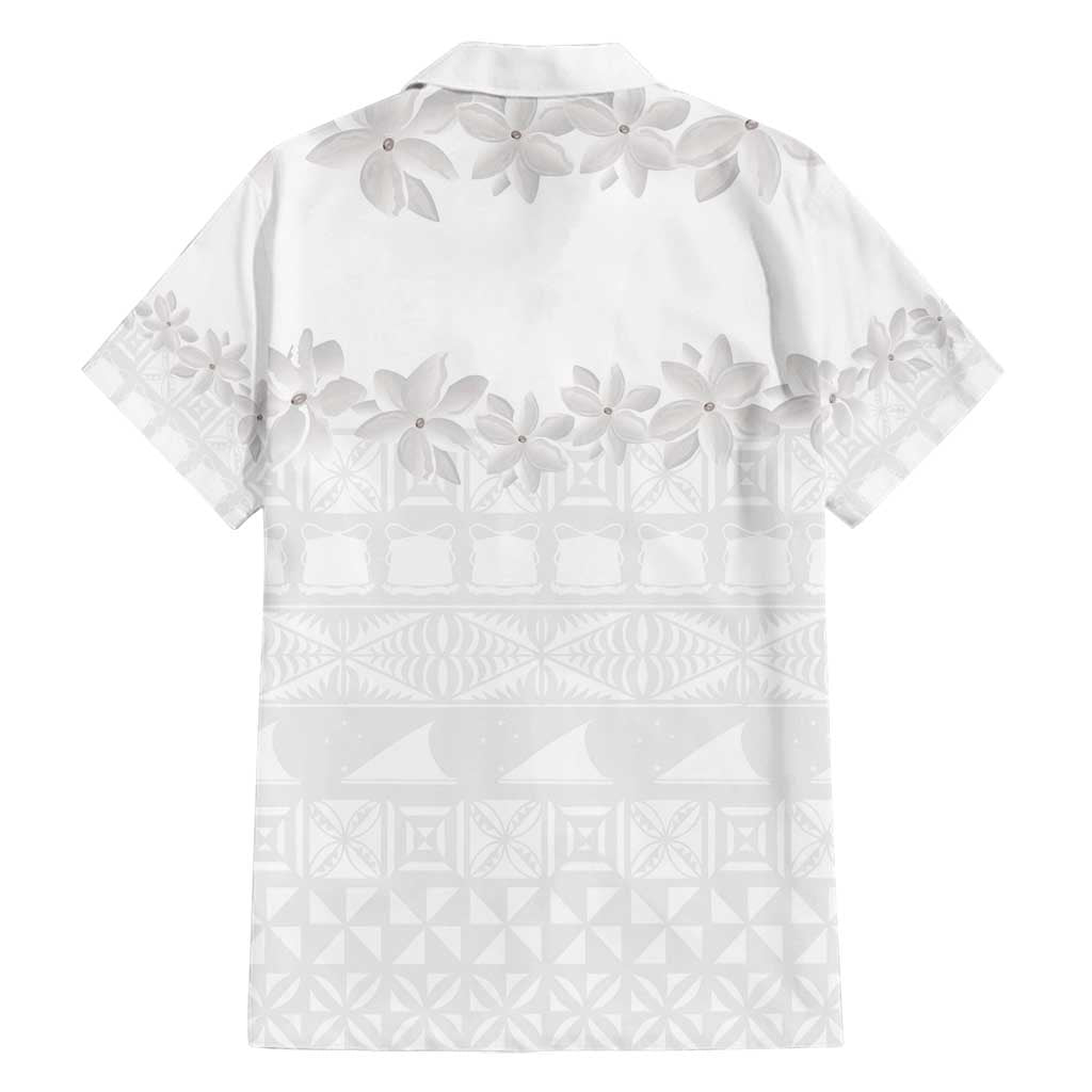 Tokelau White Sunday Family Matching Off Shoulder Maxi Dress and Hawaiian Shirt Polynesian Pattern Gardenia Thunbergia