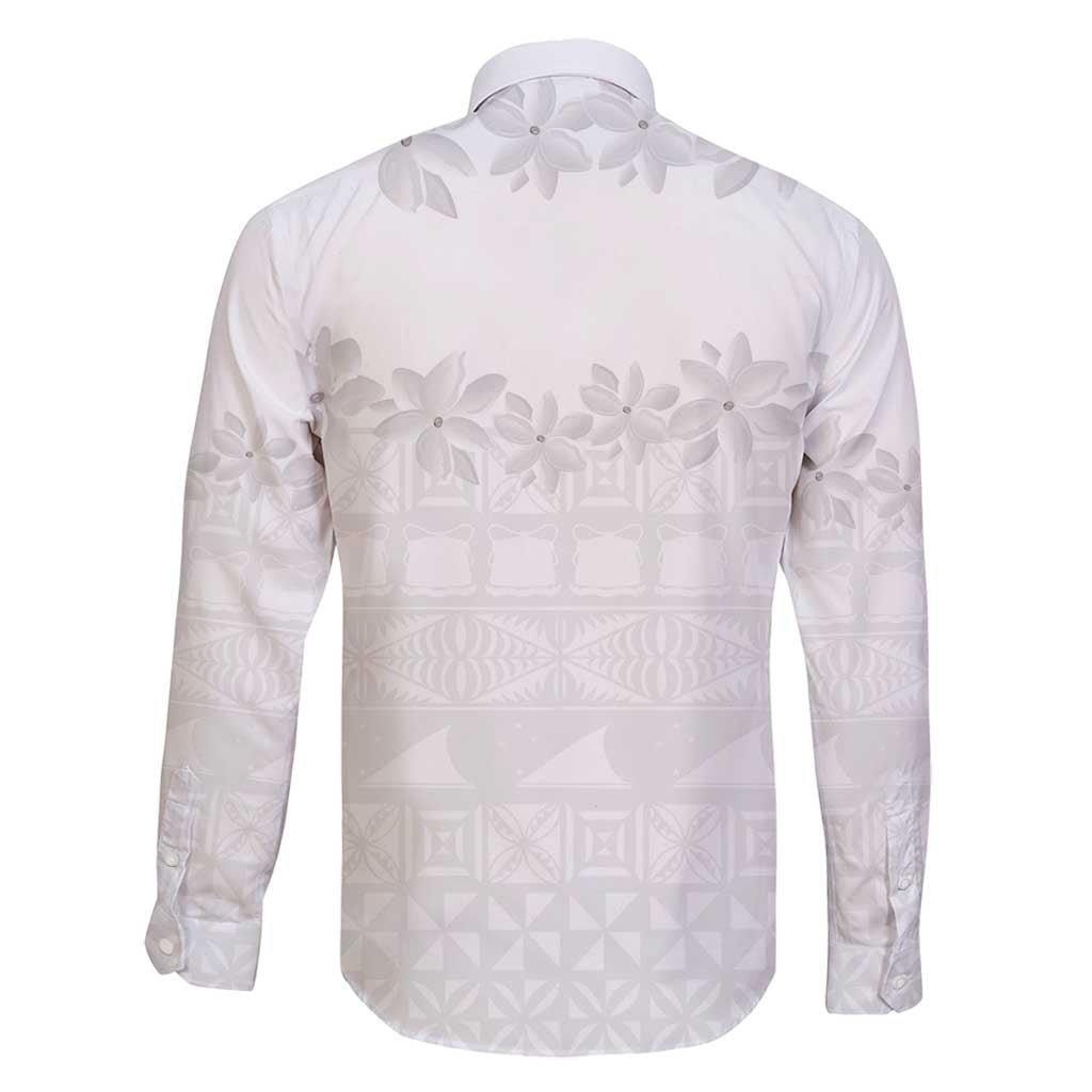 Tokelau White Sunday Family Matching Summer Maxi Dress and Hawaiian Shirt Polynesian Pattern Gardenia Thunbergia